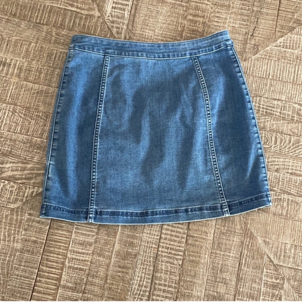 Free People 0 Jean Denim Button-Up Women's Skirt - Picture 5 of 6